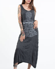 Sure Design Womens Harmony Long Tank Dress in Silver on Black