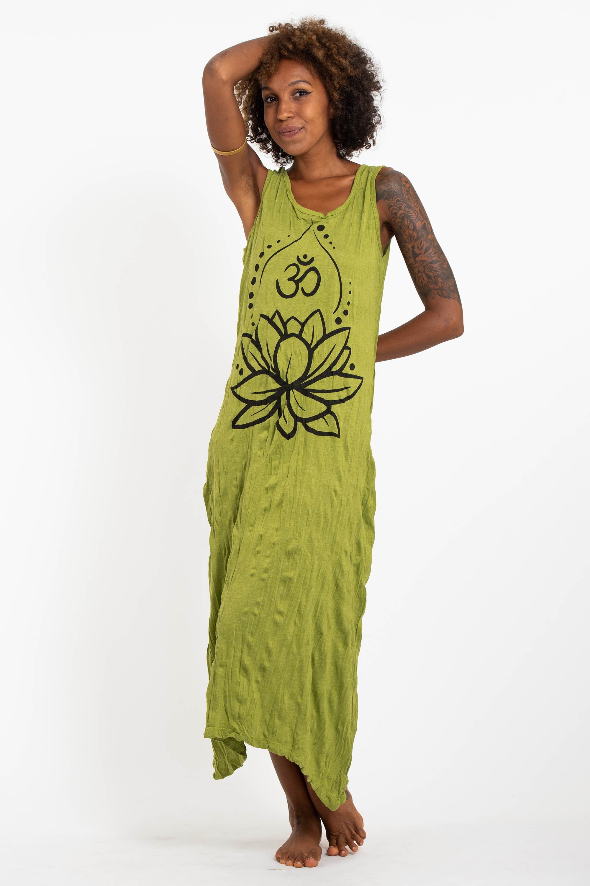 Sure Design Womens Lotus Om Long Tank Dress in Lime Sure Design Wholesale Sure Design Womens Lotus Om Long Tank Dress in Lime Sure Design Wholesale