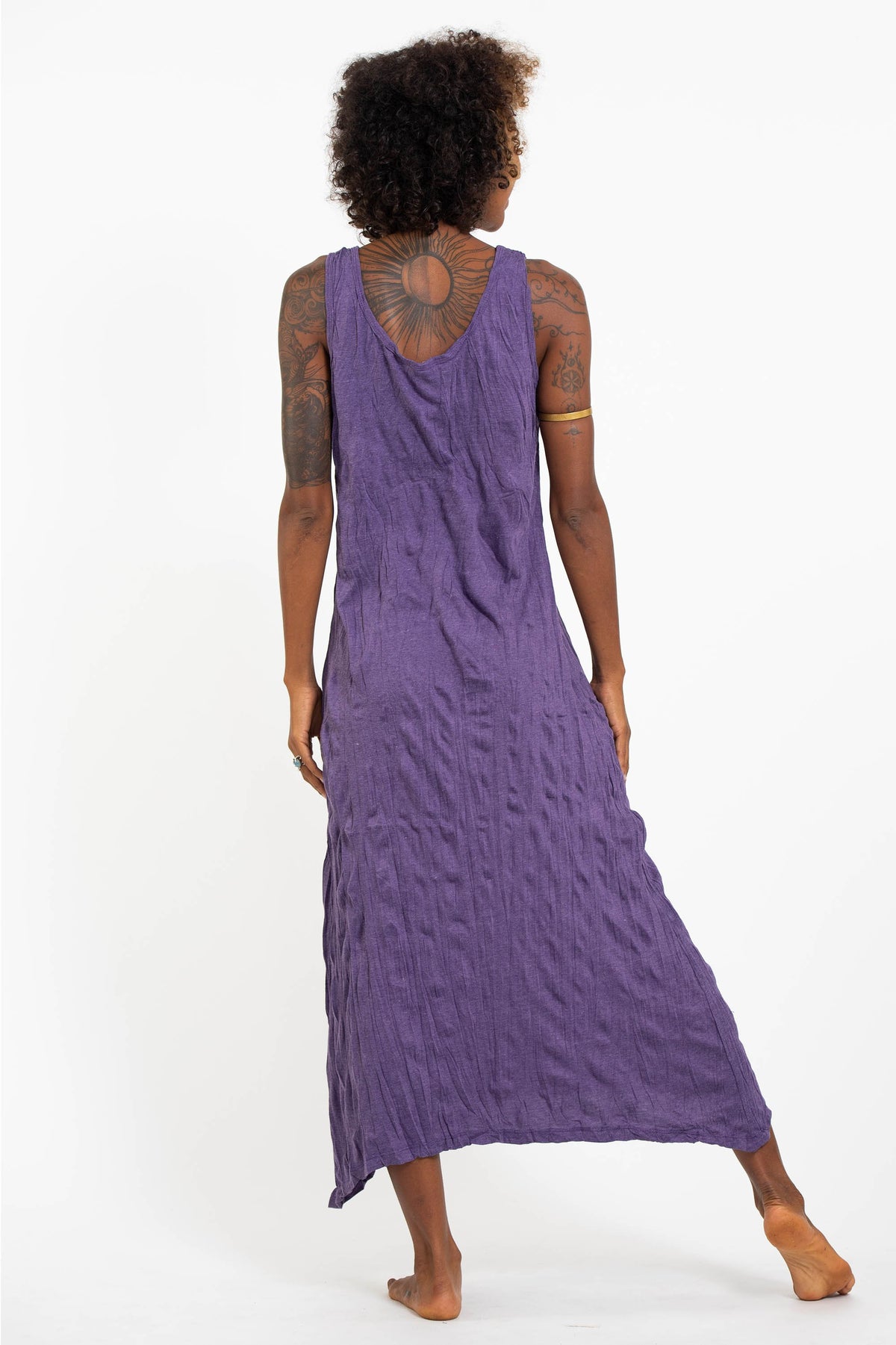 Sure Design Womens Lotus Om Long Tank Dress in Purple
