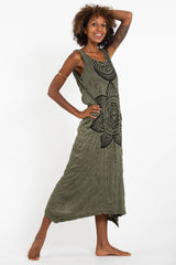 Sure Design Womens Sacred Geometry Mandala Long Tank Dress in Green
