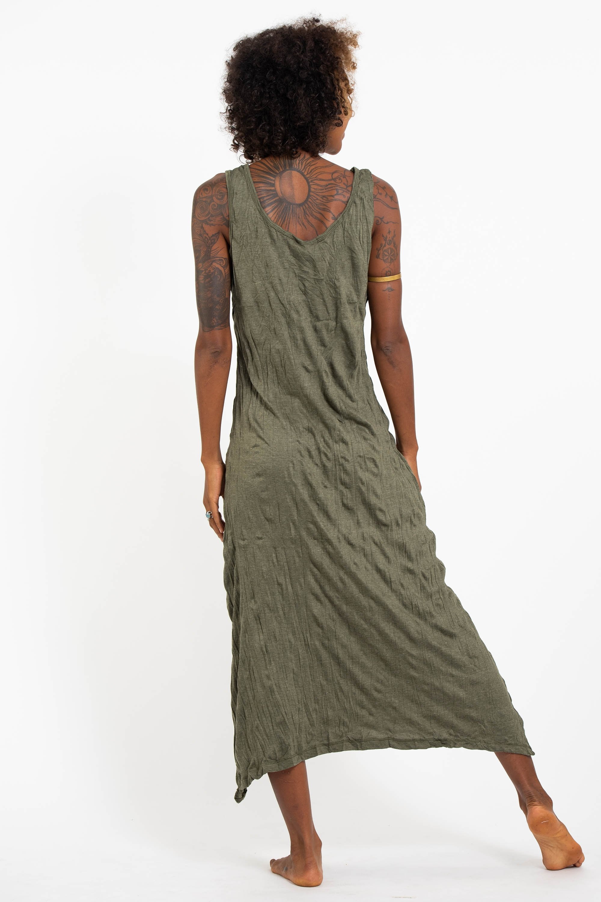 Sure Design Womens Sacred Geometry Mandala Long Tank Dress in Green