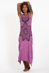 Sure Design Womens Sacred Geometry Mandala Long Tank Dress in Pink