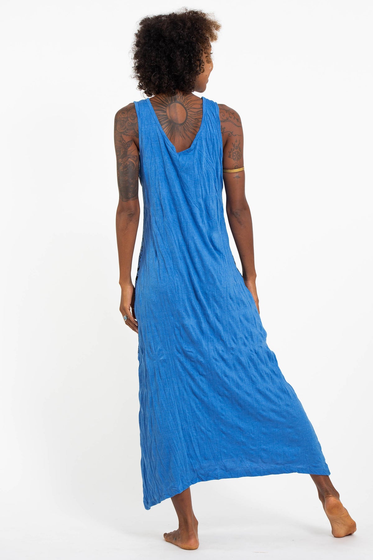 Sure Design Womens Magic Mushroom Long Tank Dress in Blue