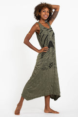 Sure Design Womens Magic Mushroom Long Tank Dress in Green