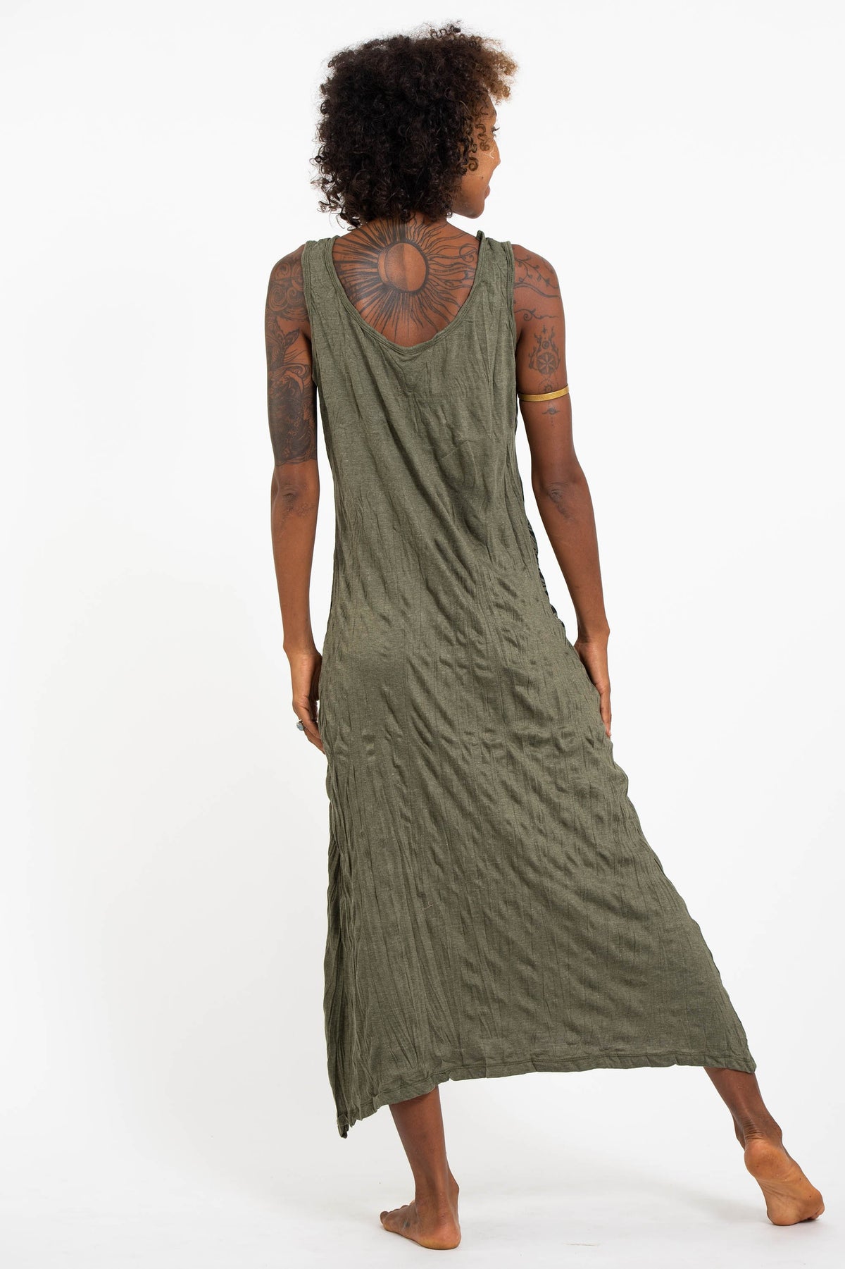 Sure Design Womens Magic Mushroom Long Tank Dress in Green