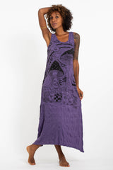 Sure Design Womens Magic Mushroom Long Tank Dress in Purple