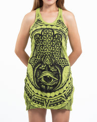 Sure Design Women's Hamsa Eye Tank Dress Lime