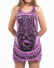 Sure Design Women's Hamsa Eye Tank Dress Pink
