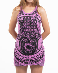 Sure Design Women's Hamsa Eye Tank Dress Pink