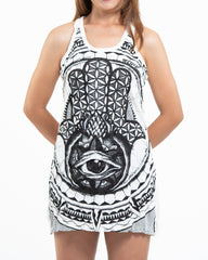 Sure Design Women's Hamsa Eye Tank Dress White