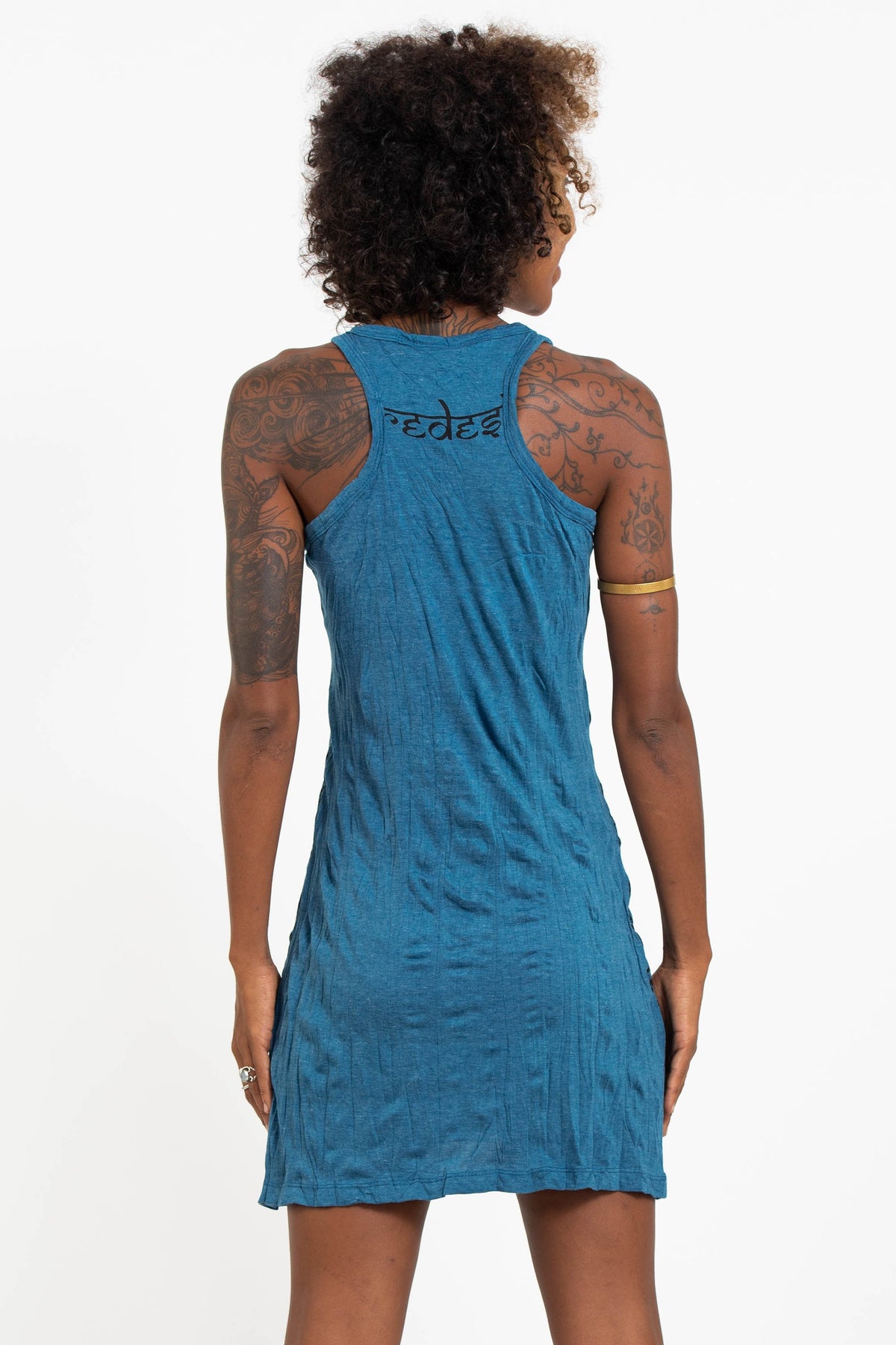 Sure Design Women's Tribal Masks Tank Dress Denim Blue