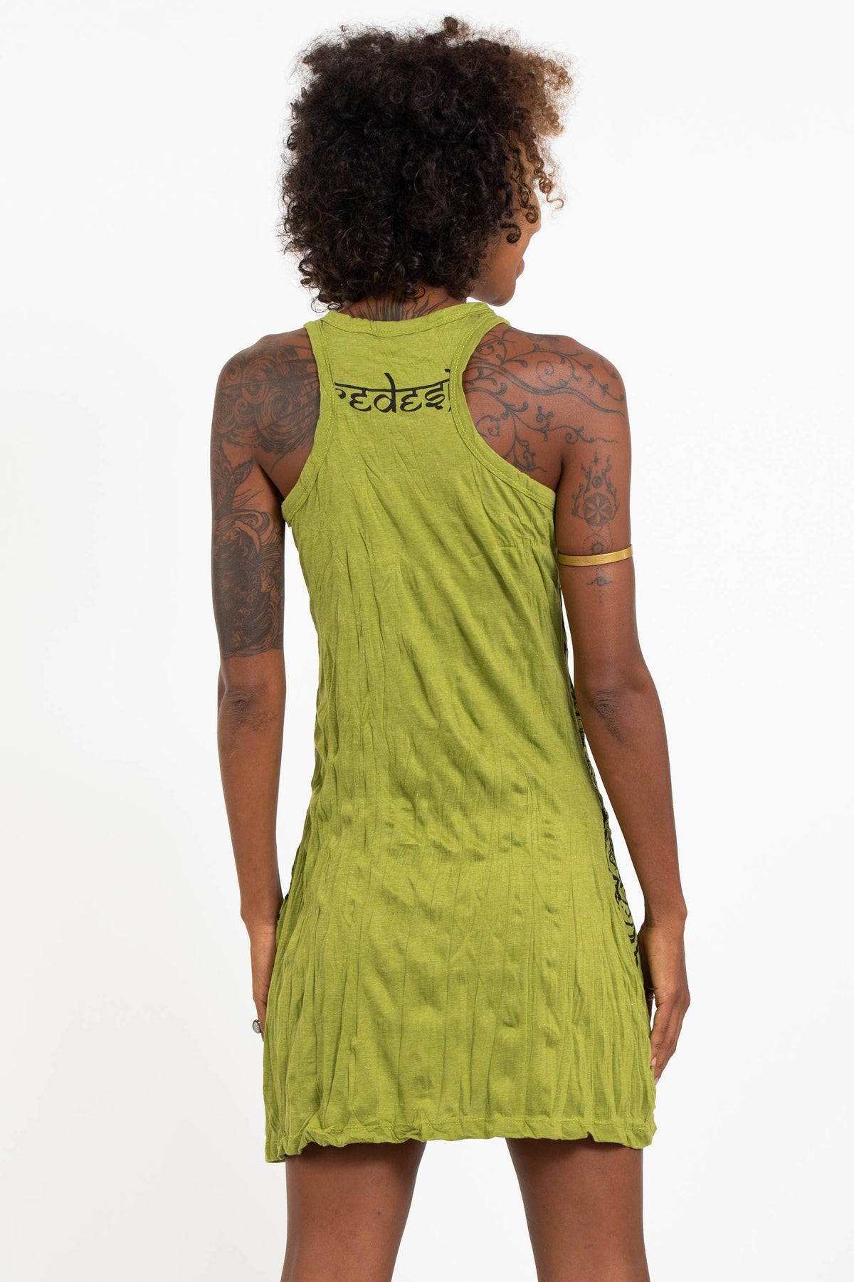 Sure Design Women's Tribal Masks Tank Dress Lime