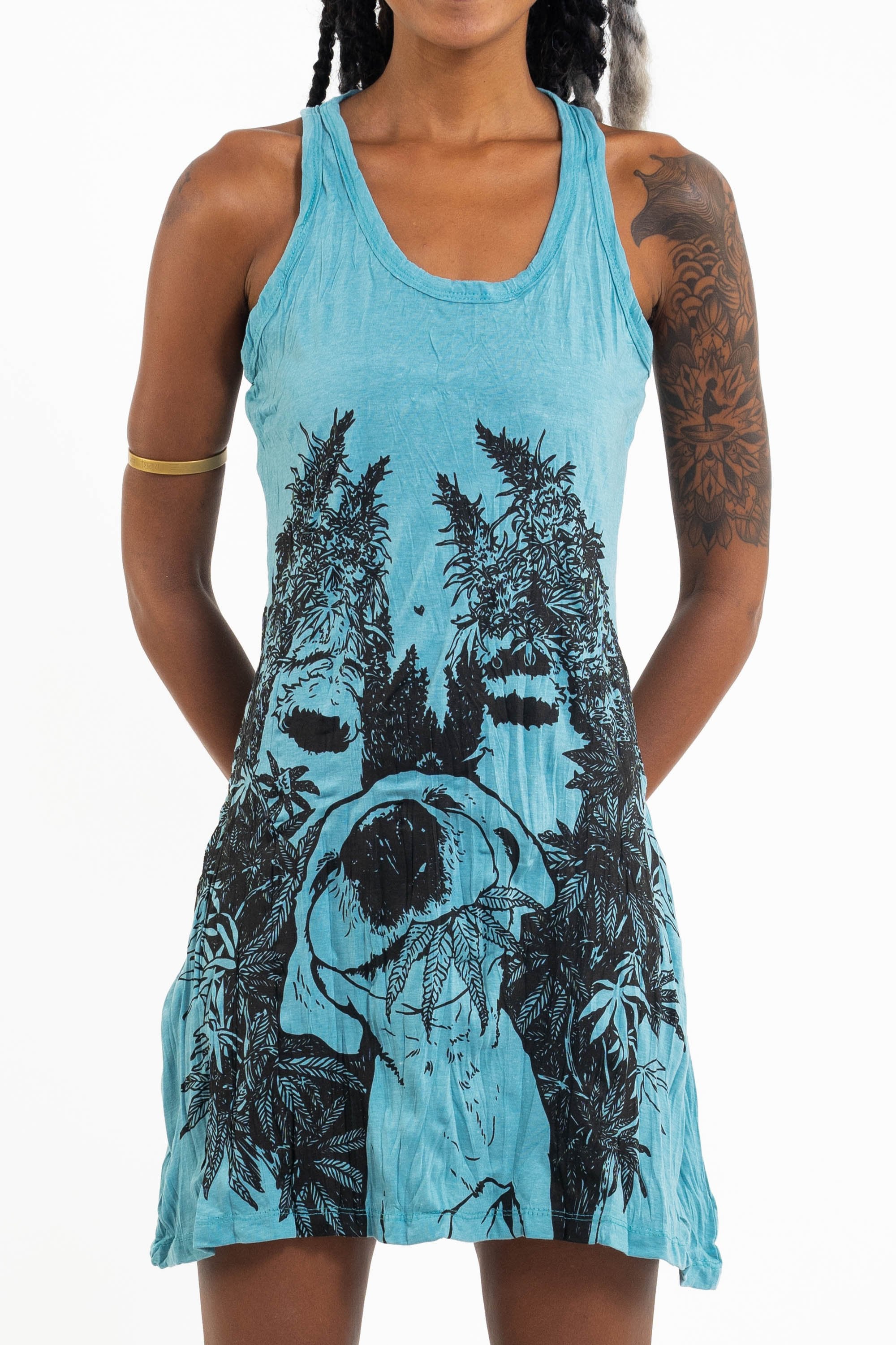 Sure Design Women's Happy Dog Tank Dress Turquoise