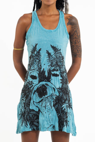 Sure Design Women's Happy Dog Tank Dress Turquoise