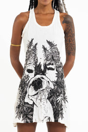 Sure Design Women's Happy Dog Tank Dress White