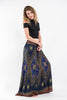 Peacock Eyes Straight Cut Wide Leg Palazzo with Elastic Back Waistband in Navy