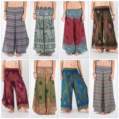 Assorted set of 5 Amazingly Soft Wide Leg Palazzo Style Harem Pants with elastic back waistband