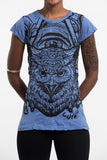 Wholesale Sure Design Women's All Seeing Owl T-Shirt Blue - $8.00