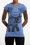 Wholesale Sure Design Women's Lotus Elephant T-Shirt Blue - $5.55