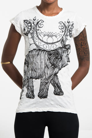 Sure Design Women's Lotus Elephant T-Shirt White