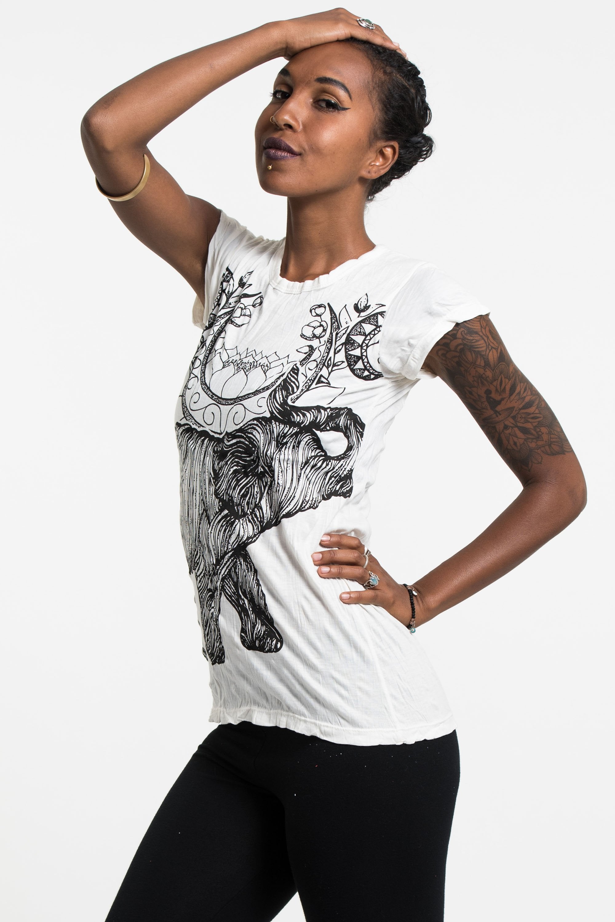 Sure Design Women's Lotus Elephant T-Shirt White