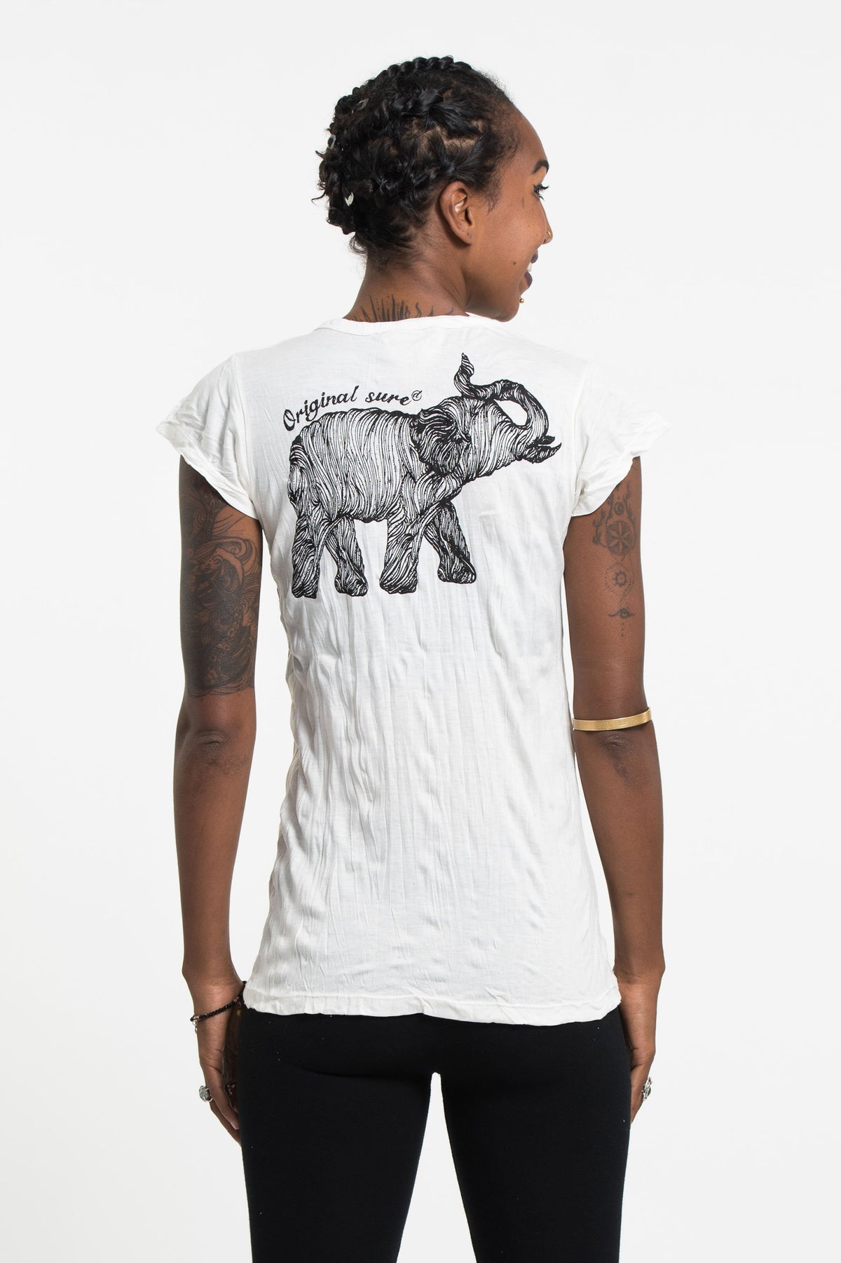 Sure Design Women's Lotus Elephant T-Shirt White