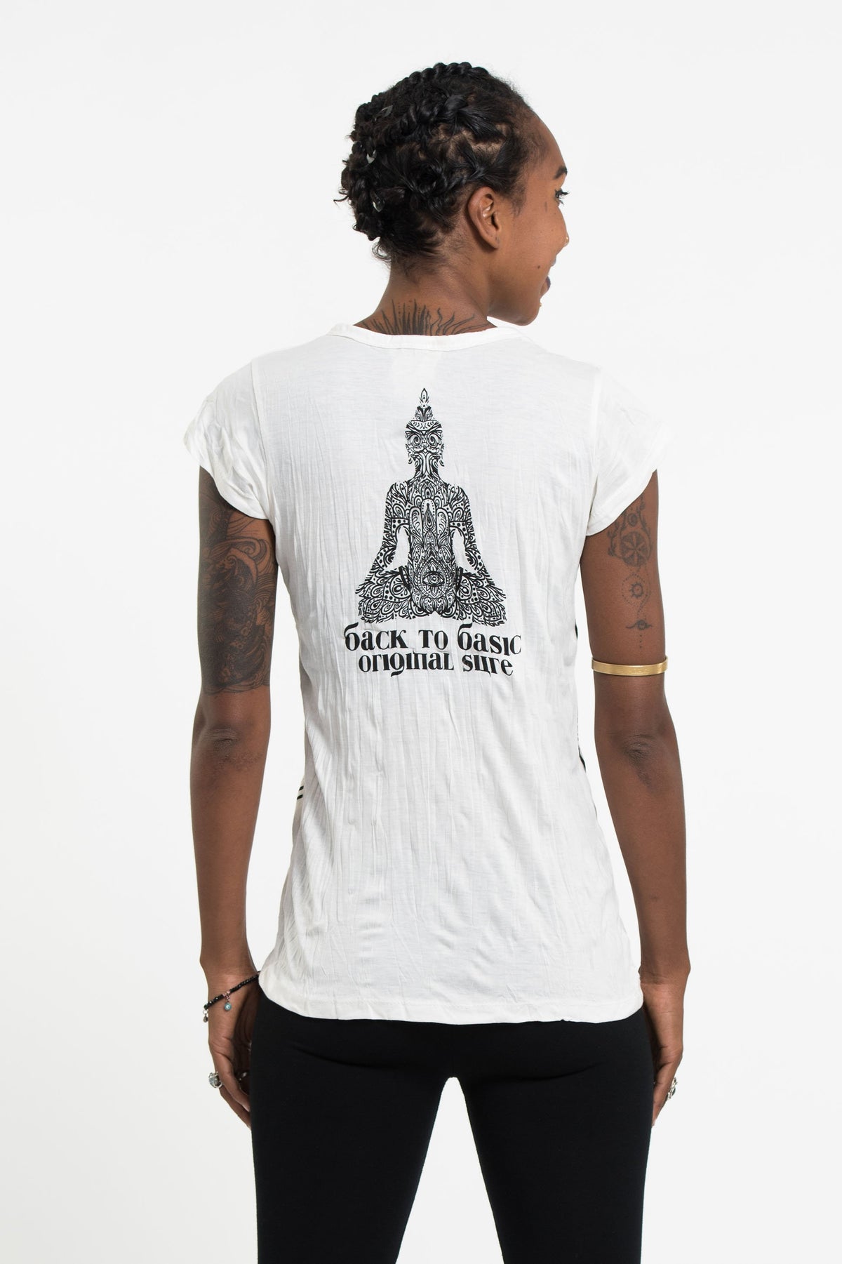 Sure Design Women's Hamsa Meditation T-Shirt White
