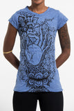 Wholesale Sure Design Women's Gyan Mudra Hand T-Shirt Blue - $8.00