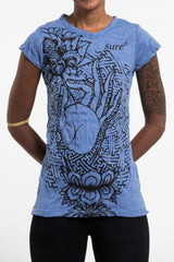 Sure Design Women's Gyan Mudra Hand T-Shirt Blue