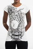 Wholesale Sure Design Women's Gyan Mudra Hand T-Shirt White - $9.00