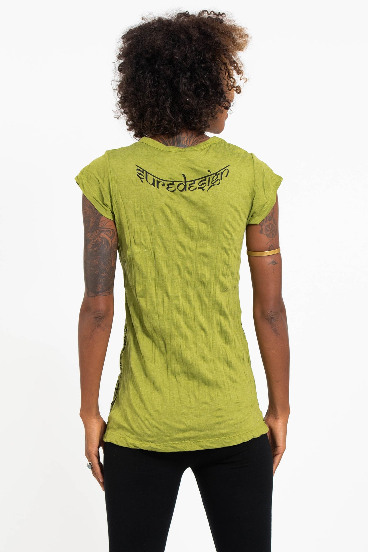 Sure Design Women's Tribal Masks T-Shirt Lime