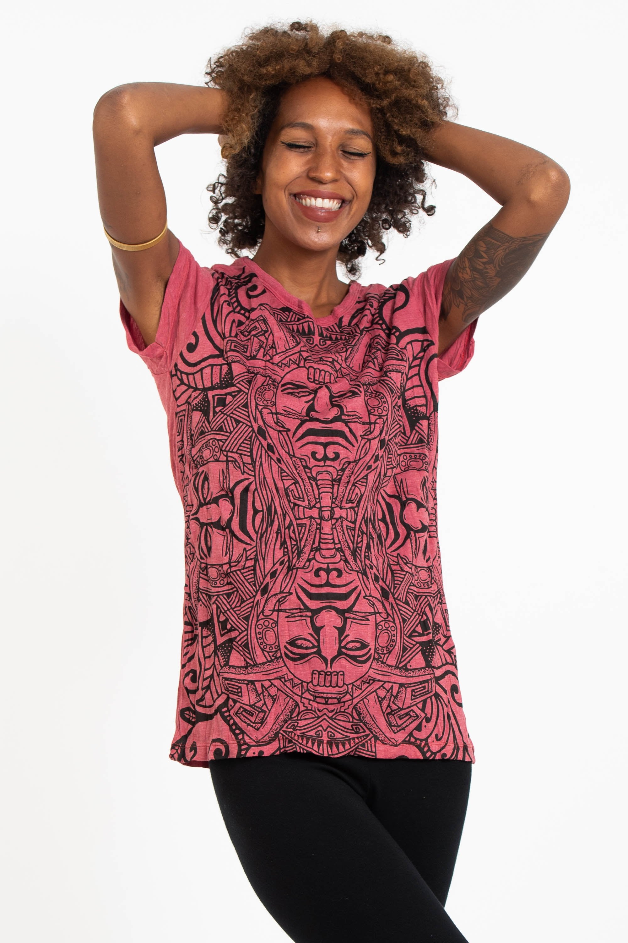 Sure Design Women's Tribal Masks T-Shirt Red