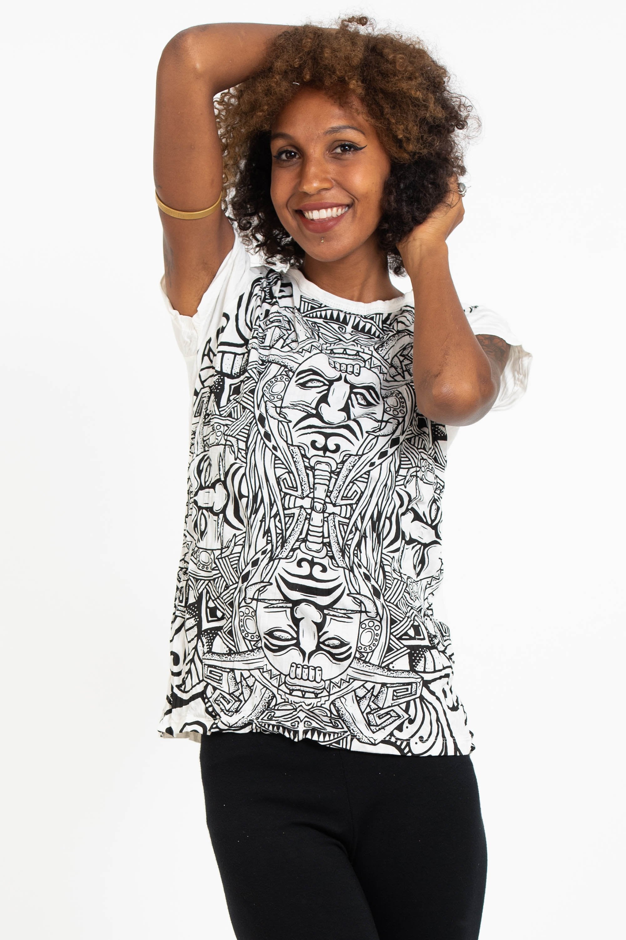 Sure Design Women's Tribal Masks T-Shirt White