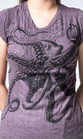 Sure Design Women's Octopus T-Shirt Brown