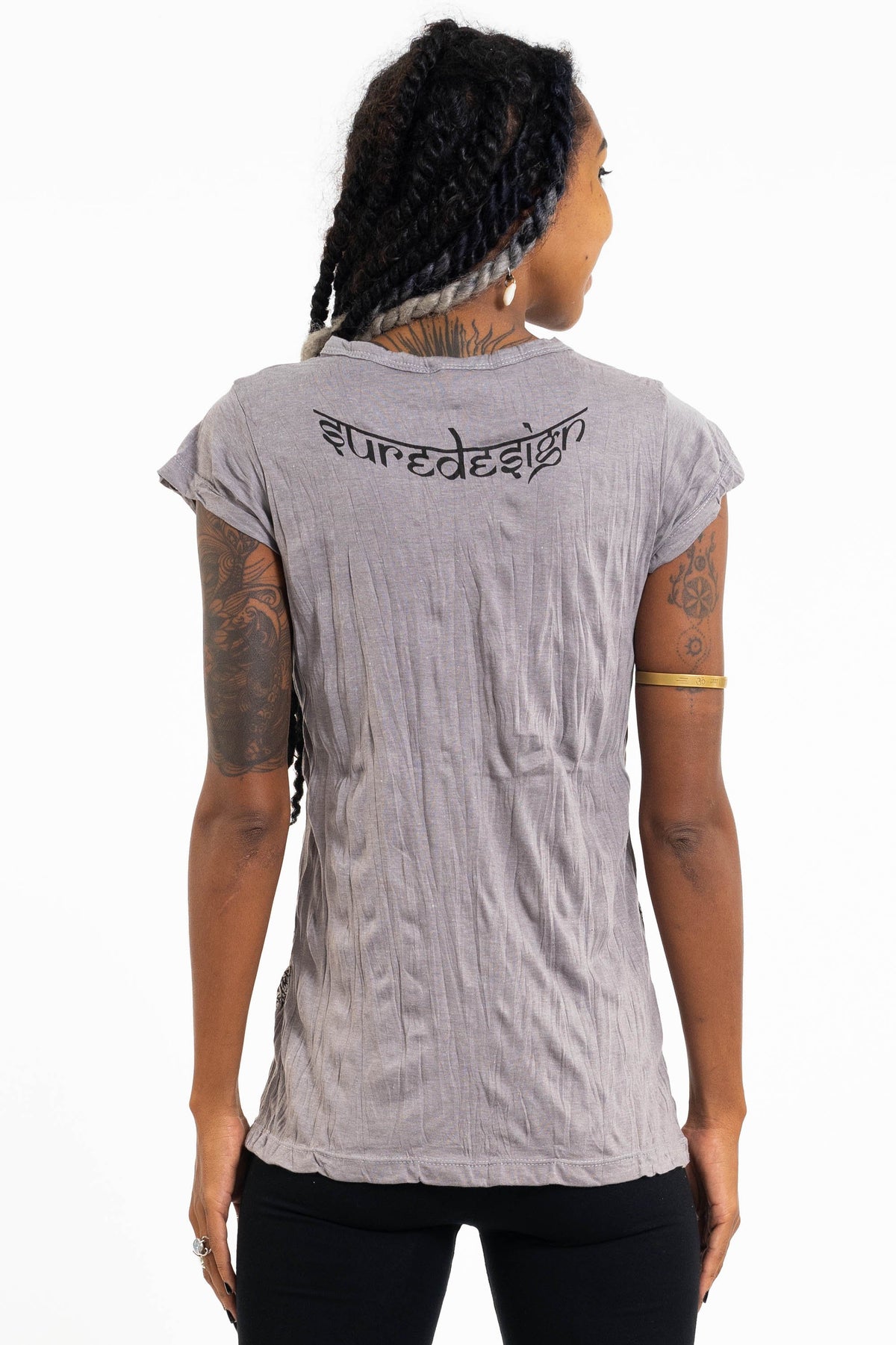 Sure Design Women's Sunflower Skull T-Shirt Gray