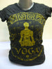 Sure Design Women's Infinitee Yoga Stamp T-Shirt Gold on Black