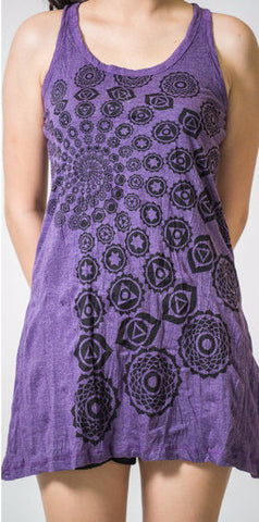 Sure Design Women's Chakra Fractal Tank Dress Purple