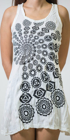 Sure Design Women's Chakra Fractal Tank Dress White