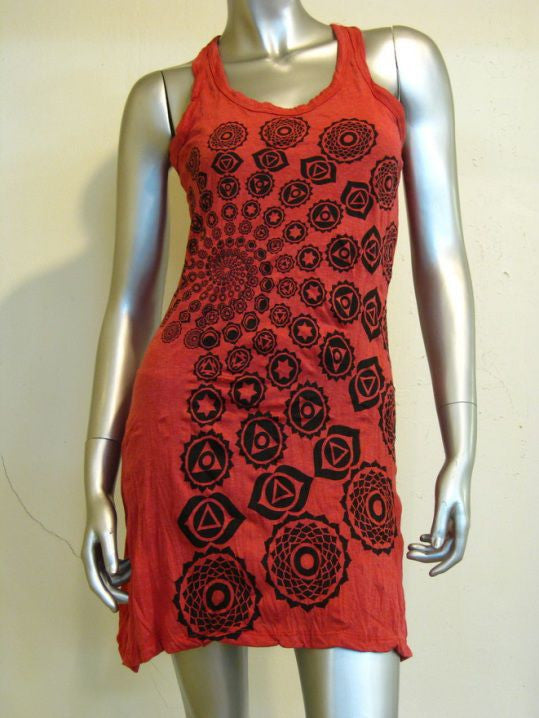 Sure Design Women's Chakra Fractal Tank Dress Red