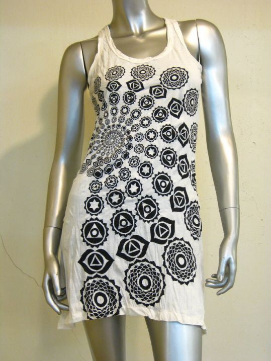 Sure Design Women's Chakra Fractal Tank Dress White