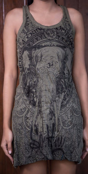 Sure Design Women's Wild Elephant Tank Dress Green