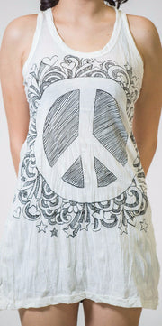 Sure Design Women's Peace Tank Dress White