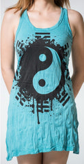 Sure Design Women's Yin Yang Tank Dress Turquoise