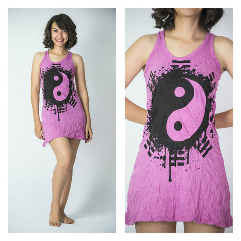 Sure Design Women's Yin Yang Tank Dress Pink