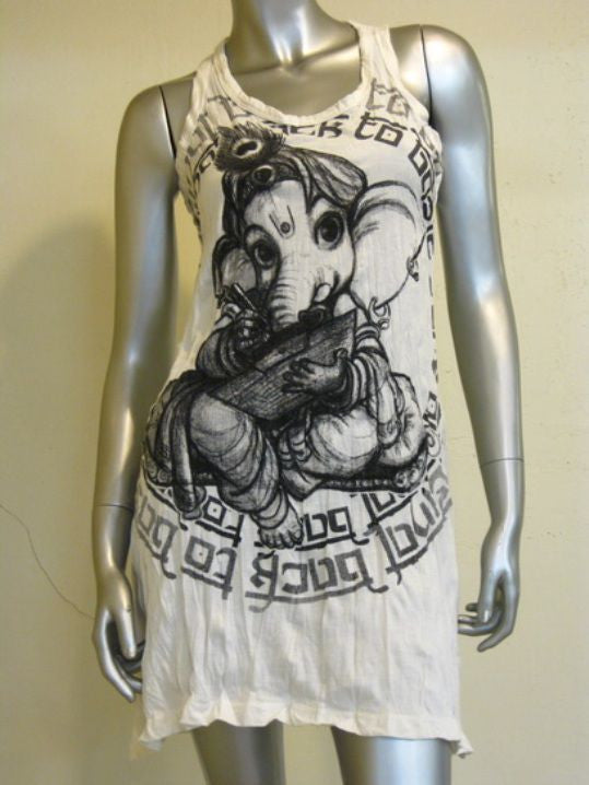 Sure Design Women's Baby Ganesh Tank Dress White