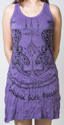 Sure Design Women's Thai Tattoo Tank Dress Purple