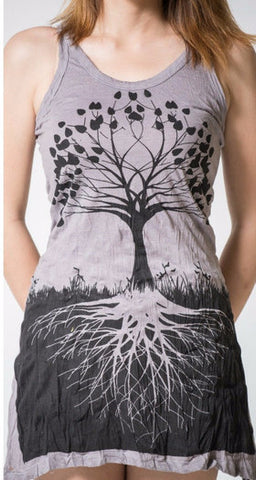 Sure Design Women's Tree Of Life Tank Dress Gray