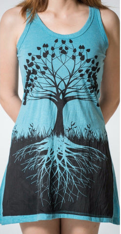 Sure Design Women's Tree Of Life Tank Dress Turquoise