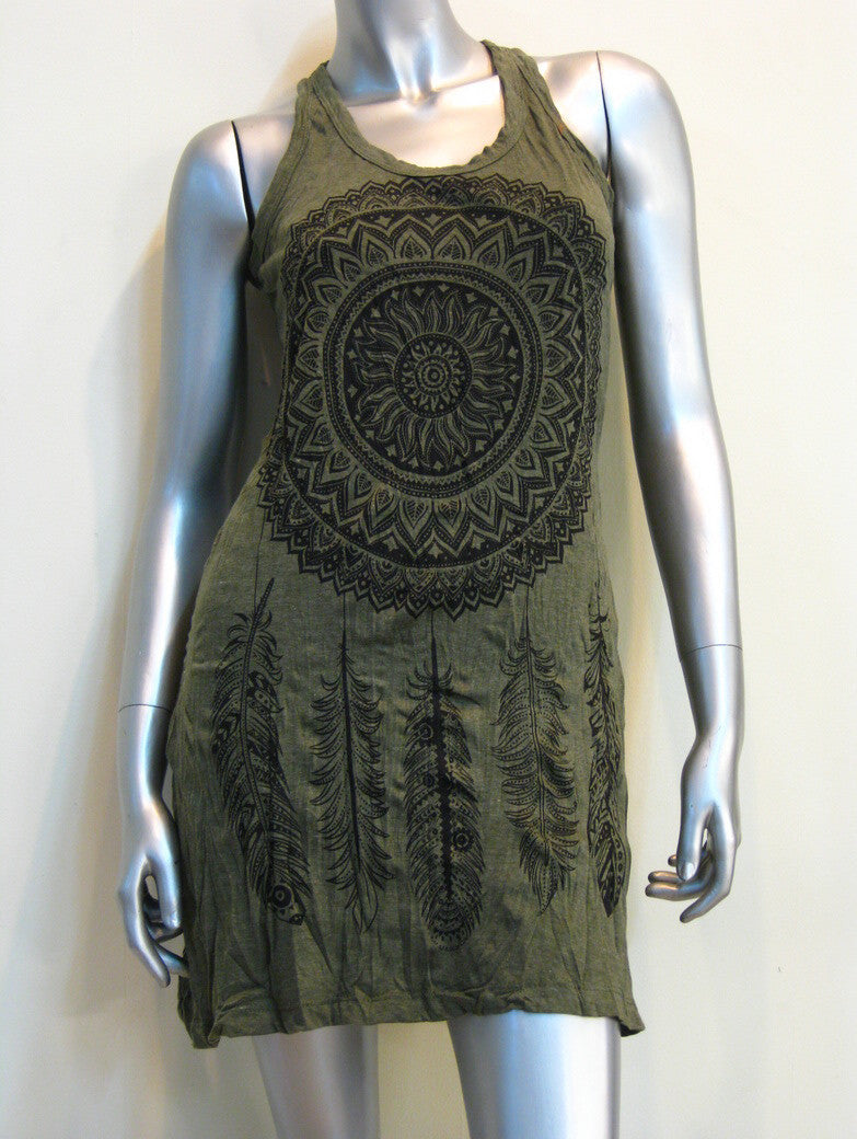 Sure Design Women's Dreamcatcher Tank Dress Green