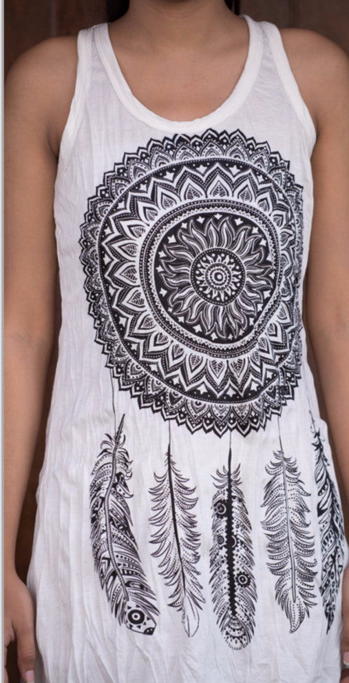 Sure Design Women's Dreamcatcher Tank Dress White